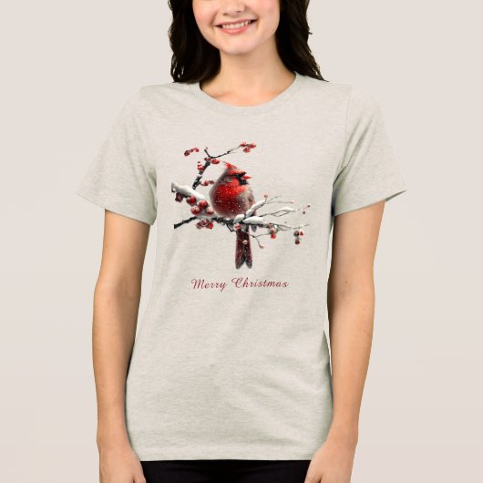 Weihnachten Roter Kardinal Urlaub Frauen Tri-Blend Shirt (Vorderseite)