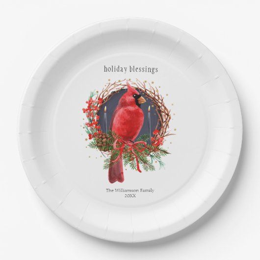 Weihnachten Roter Kardinal Weihnachten Solstice Bo Pappteller (Vorderseite)