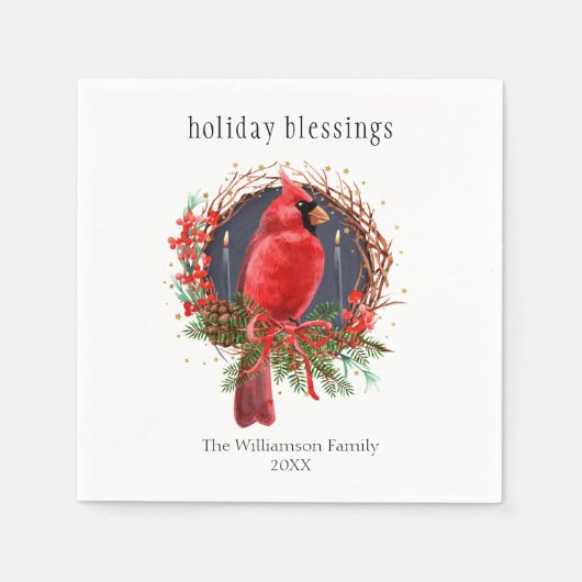 Weihnachten Roter Kardinal Weihnachten Solstice Bo Serviette (Vorderseite)