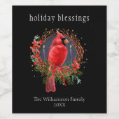 Weihnachten Roter Kardinal Weihnachten Solstice Bo Weinetikett (Einzelnes Label)