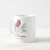 Weihnachten Roter Kardinal Winter Pinienwald Kaffeetasse (Vorderseite Links)