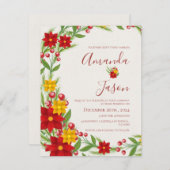 Weihnachten Roter Kranz Blumenzwiebeln Einladung (Vorne/Hinten)