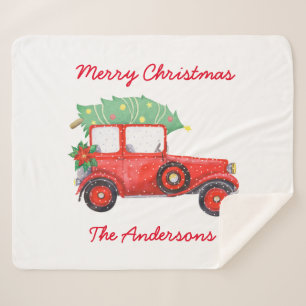 Weihnachten Roter Lkw Urlaub Elegant Weiß Sherpadecke