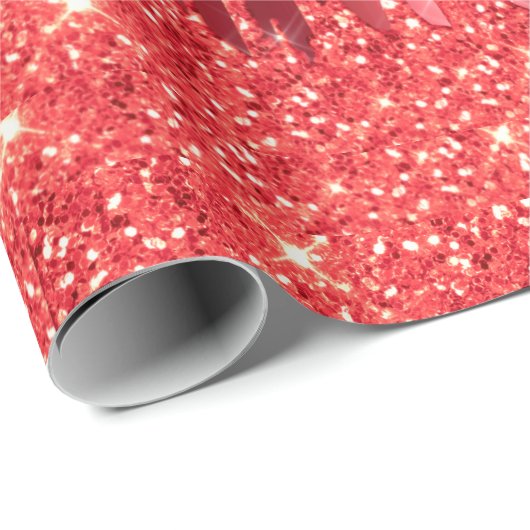 Weihnachten - Roter Metallischer Tropfen Glitzer U Geschenkpapier (Rolleneckpunkt)