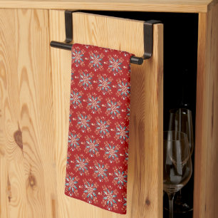 Weihnachten Roter Nordic Folk Snowflake Tuch Napki