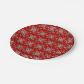 Weihnachten Roter Nordic Folk Snowflake Tuch Napki Pappteller (Schrägansicht)