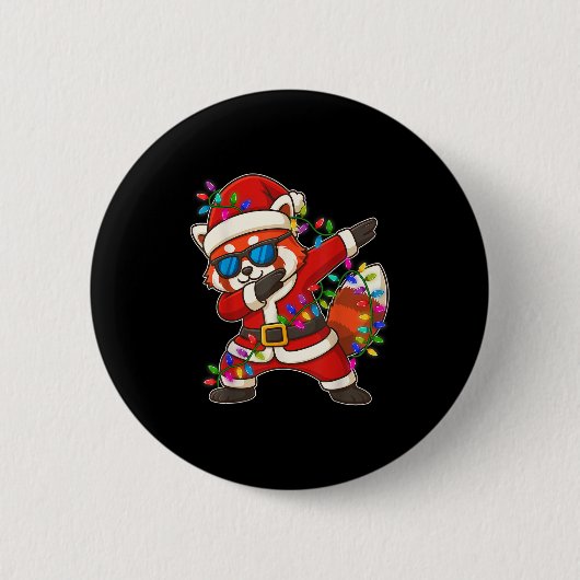 Weihnachten Roter Panda dabbying Lichter Weihnacht Button (Vorderseite)