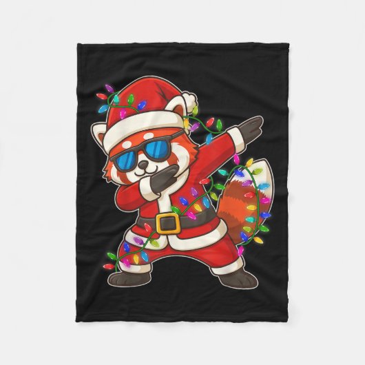 Weihnachten Roter Panda dabbying Lichter Weihnacht Fleecedecke (Vorderseite)