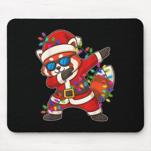 Weihnachten Roter Panda dabbying Lichter Weihnacht Mousepad (Vorne)