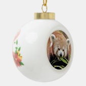 Weihnachten, roter Panda. Keramik Kugel-Ornament (Links)