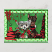 Weihnachten - Roter Ribbon Tree - Doberman Crestie (Vorderseite)