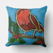 Weihnachten Roter Robin, Grüne Holly Rote Berries Kissen (Vorderseite)