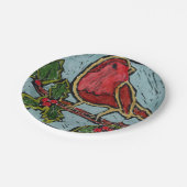 Weihnachten Roter Robin, Grüne Holly Rote Berries Pappteller (Schrägansicht)