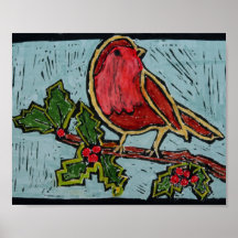 Weihnachten Roter Robin, Grüne Holly Rote Berries