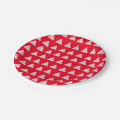 Weihnachten Roter Schnee Sterne Bäume Pappteller (Schrägansicht)