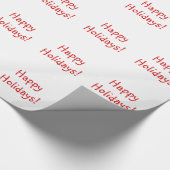 Weihnachten Roter Schriftart Happy Holidays Wünsch Geschenkpapier (Ecke)