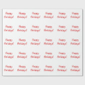 Weihnachten Roter Schriftart Happy Holidays Wünsch Geschenkpapier (Flach)
