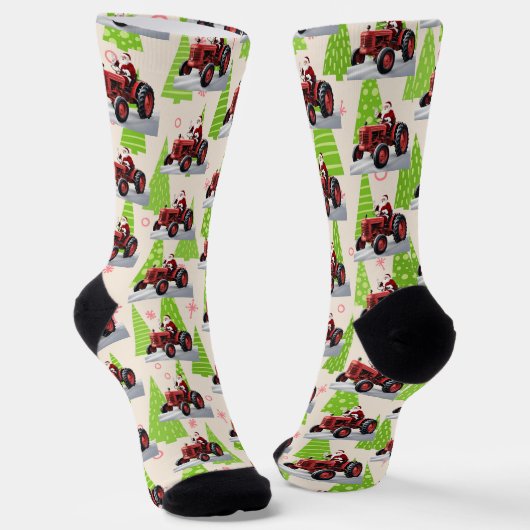 Weihnachten Roter Traktor Weihnachtsfest Socken (Gewinkelt)