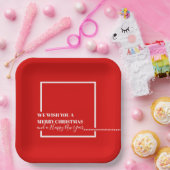 Weihnachten Roter Urlaub Frohe Weihnachten Moderne Pappteller (Party)