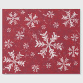 Weihnachten Roter Urlaub Weißer Schneeflocken Rust Geschenkpapier (Flach)