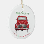 Weihnachten - Roter Wagen - Skript Eleganter Urlau Keramik Ornament (Rechts)