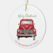 Weihnachten - Roter Wagen - Skript Eleganter Urlau Keramik Ornament (Links)