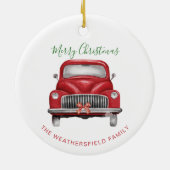 Weihnachten - Roter Wagen - Skript Eleganter Urlau Keramik Ornament (Hinten)