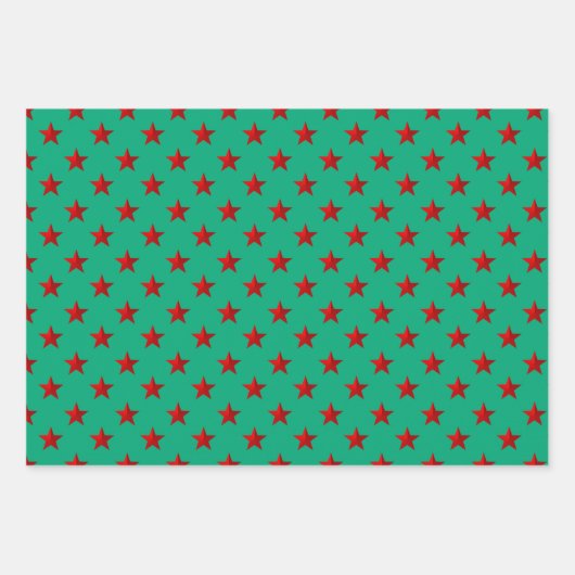 Weihnachten Roter Wald Grüne Sterne Urlaub Geschenkpapier Set (Vorderseite 3)