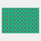 Weihnachten Roter Wald Grüne Sterne Urlaub Geschenkpapier Set (Vorderseite)
