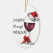 Weihnachten Roter Wein Glas mit Weihnachtsmannmütz Keramik Ornament (Links)