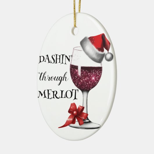 Weihnachten Roter Wein Glas mit Weihnachtsmannmütz Keramik Ornament (Links)