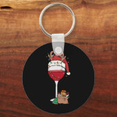 Weihnachten Roter Wein Weihnachtsmannmütze Rentier Schlüsselanhänger (Vorderseite)