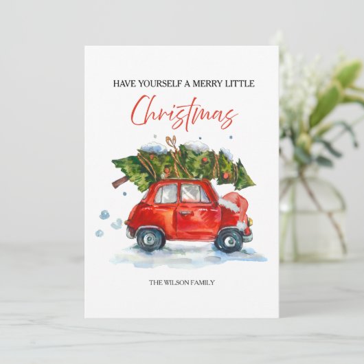 Weihnachten - Rotes Auto & Baum (Stehend Vorderseite)