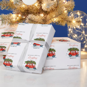 Weihnachten - Rotes Auto & Baum Geschenkpapier