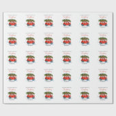 Weihnachten - Rotes Auto & Baum Geschenkpapier (Flach)