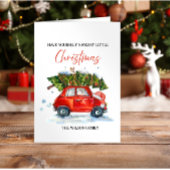 Weihnachten - Rotes Auto & Baum Karte