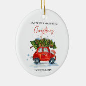 Weihnachten - Rotes Auto & Baum Keramik Ornament (Rechts)