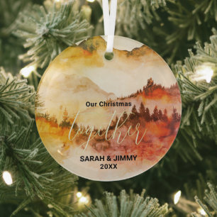 Weihnachten Rotes Gebirge Erlebnis Outdoor Couple Ornament Aus Glas