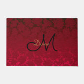 Weihnachten Rotes Gold Schwarzes Winter Monogramm Fußmatte (Vorderseite)