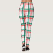 Weihnachten Rotes Grün Kariert Wasserfarbe Leggings (Rückseite)