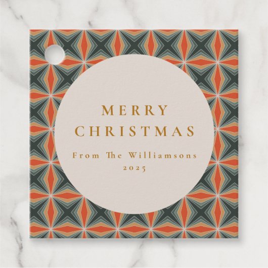 Weihnachten Rotes Grün Mitte Jahrhundert Stars Cus Geschenkanhänger (Vorderseite)