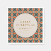 Weihnachten Rotes Grün Mitte Jahrhundert Stars Cus Serviette (Vorderseite)