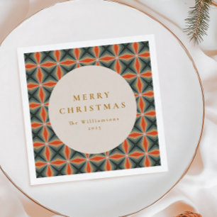 Weihnachten Rotes Grün Mitte Jahrhundert Stars Cus Serviette