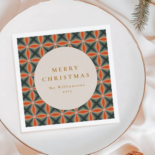 Weihnachten Rotes Grün Mitte Jahrhundert Stars Cus Serviette