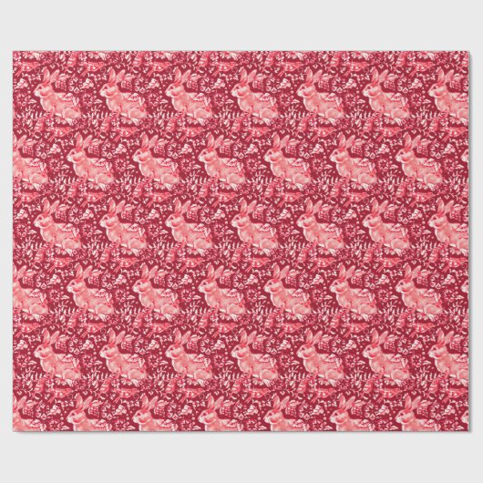 Weihnachten Rotes Kaninchen Vogel Woodland Blumenm Geschenkpapier (Flach)