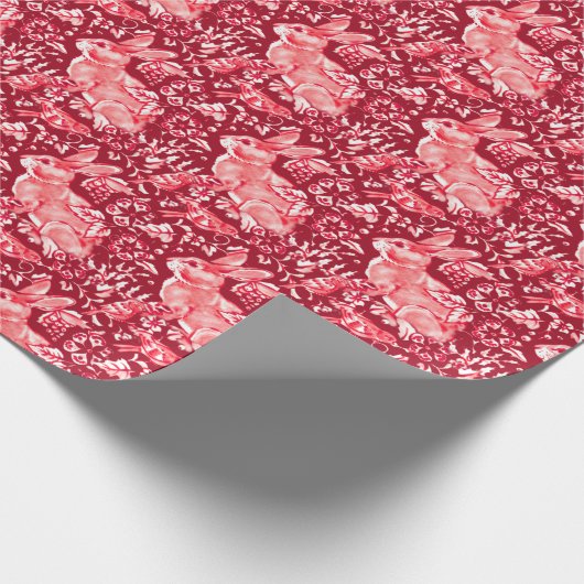 Weihnachten Rotes Kaninchen Vogel Woodland Blumenm Geschenkpapier (Ecke)