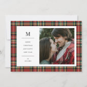Weihnachten Rotes Kariertes Monogramm Ein Foto (Vorderseite)