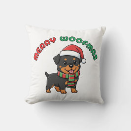 Weihnachten Rottweiler Kissen: Fröhliche Woofmas Kissen