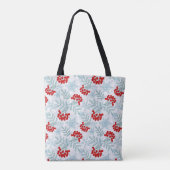 Weihnachten, Rowan, rot, weiß, Schneeflocken Tasche (Rückseite)