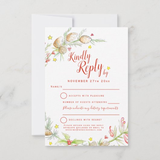 Weihnachten RSVP Karte (Rückseite)